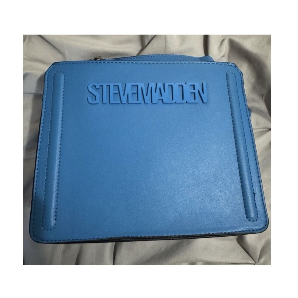Steve Madden Blue Satchel Top Handle Bag Detachable Strap Coin Purse Zipper Acc…